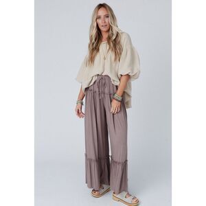 Bohemian Tiered Wide Leg Mauve/Khaki Pants Size M